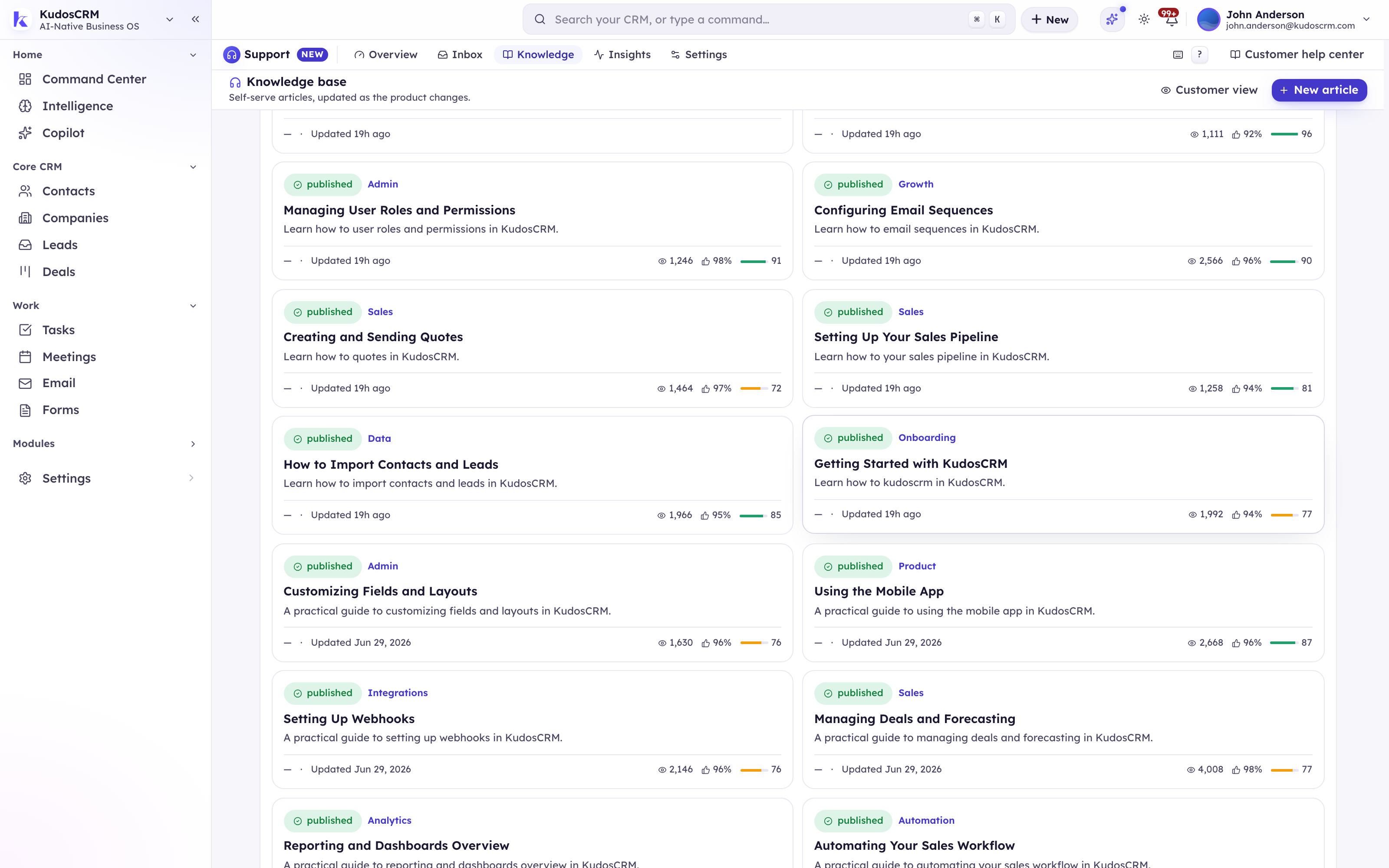 Knowledge Base in KudosCRM